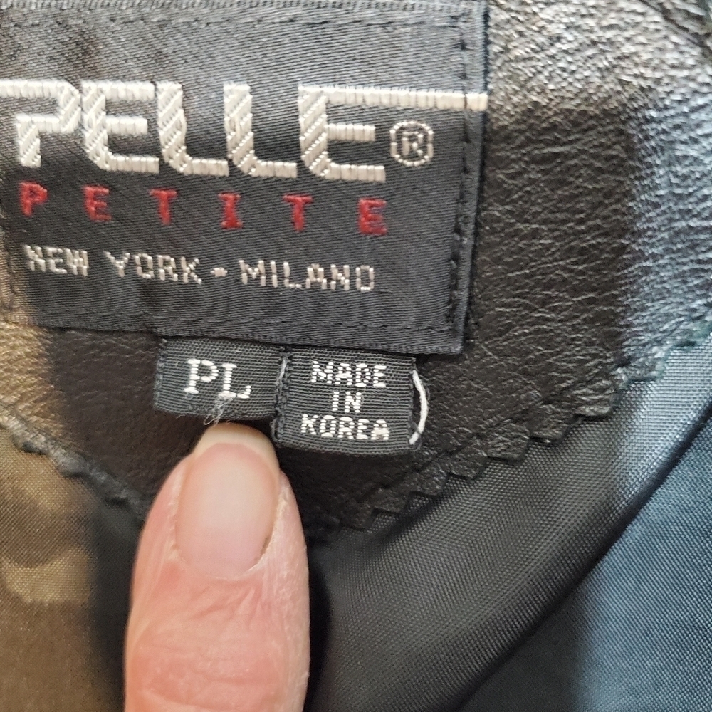 VINTAGE 80s LEATHER PELLE BLACK TRENCH COAT - Picture 10 of 11